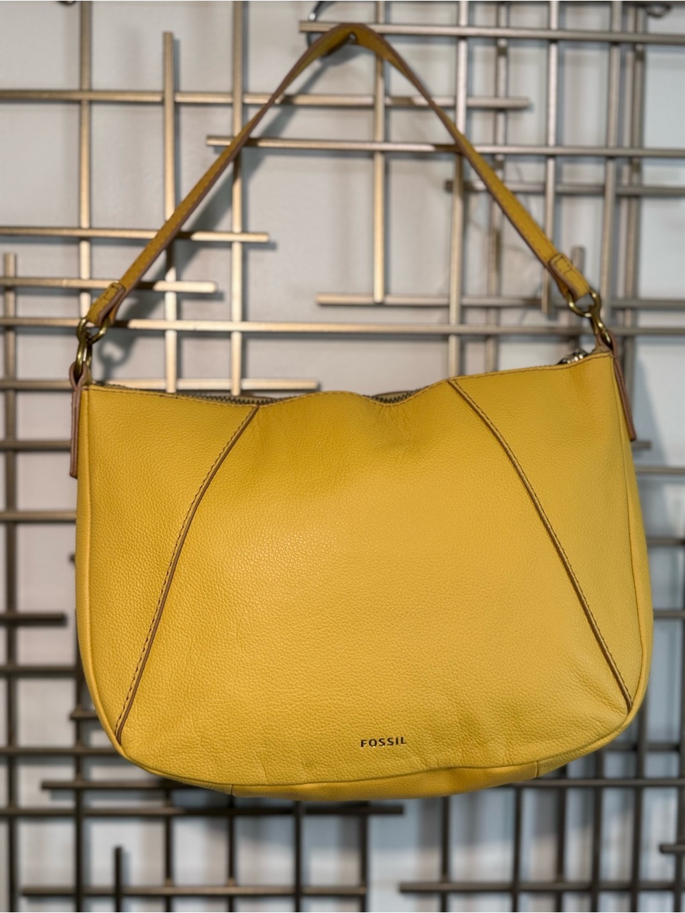 Fossil Women's Yellow Skylark Leather Shoulder Bag